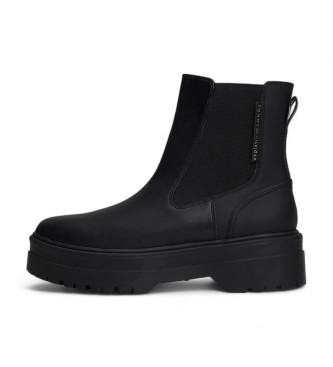 Tommy Hilfiger Rubberen chelsea boots met dikke zolen zwart