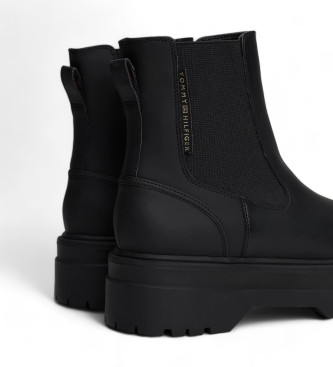 Tommy Hilfiger Rubberen chelsea boots met dikke zolen zwart