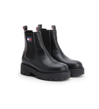 Tommy Jeans Black chelsea leather ankle boots