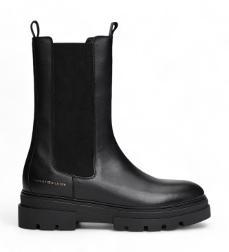 Tommy Hilfiger Chelsea-Lederstiefeletten schwarz