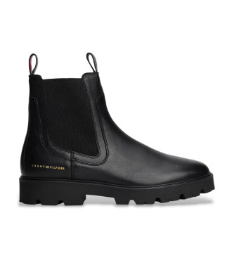 Tommy Hilfiger Chelsea-Lederstiefeletten schwarz
