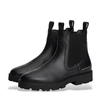 Tommy Hilfiger Chelsea-Lederstiefeletten schwarz