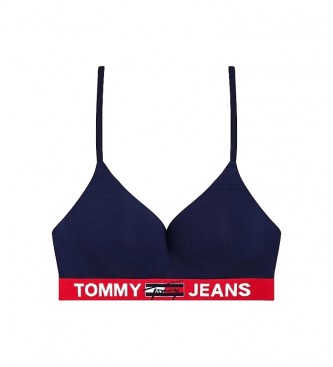 Tommy Jeans Svetlo oblazinjen športni modrček z mornariškim logotipom