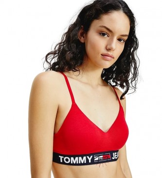 Tommy Jeans Soutien de desporto leve e almofadado com logtipo vermelho