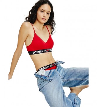 Tommy Jeans Soutien de desporto leve e almofadado com logtipo vermelho