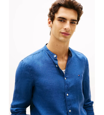 Tommy Hilfiger Camisa de linho de corte justo em linho azul