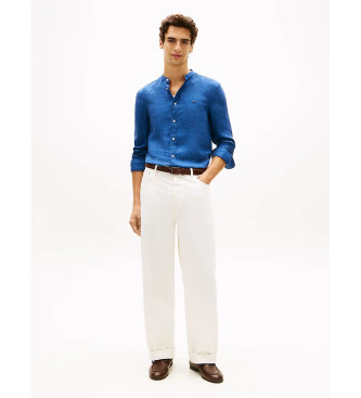 Tommy Hilfiger Camisa de linho de corte justo em linho azul