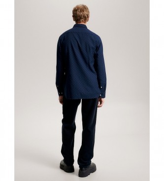 Tommy Hilfiger Camisa de sarja de algodo azul-marinho de corte justo