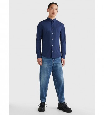 Tommy Jeans Camicia blu navy originale in popeline elasticizzato