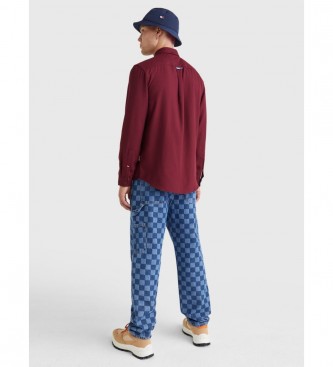 Tommy Hilfiger Maroon Solid Flannel Shirt