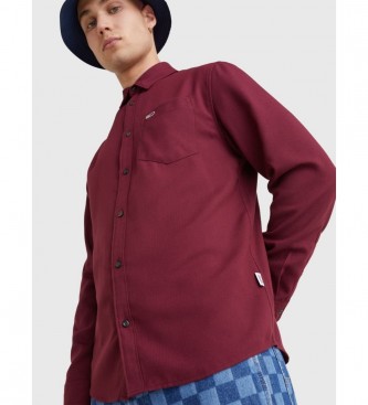 Tommy Hilfiger Maroon Solid Flannel Shirt