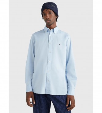 Tommy Hilfiger Camisa TH Flex em popelina de algodo azul