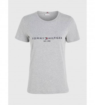 Tommy Hilfiger T-shirt grigia in cotone organico con logo