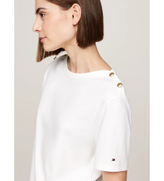 Tommy Hilfiger Biała ecru koszulka z krótkim rękawem