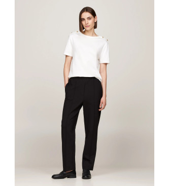 Tommy Hilfiger Biała ecru koszulka z krótkim rękawem