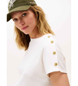 Tommy Hilfiger T-shirt with gold buttons on the off-white shoulder