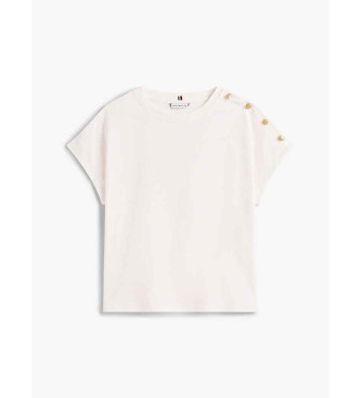 Tommy Hilfiger T-shirt with gold buttons on the off-white shoulder