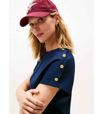 Tommy Hilfiger T-shirt with gold buttons on the navy shoulder
