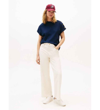 Tommy Hilfiger T-shirt with gold buttons on the navy shoulder