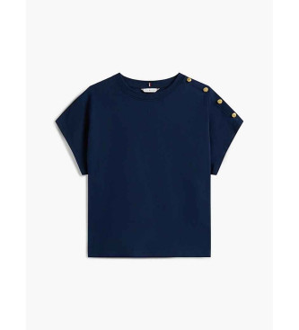 Tommy Hilfiger T-shirt with gold buttons on the navy shoulder
