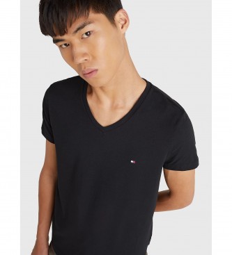 Tommy Hilfiger T-shirt preta com decote em V
