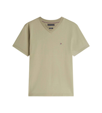 Tommy Hilfiger T-shirt com decote em V e log�tipo bordado em caqui