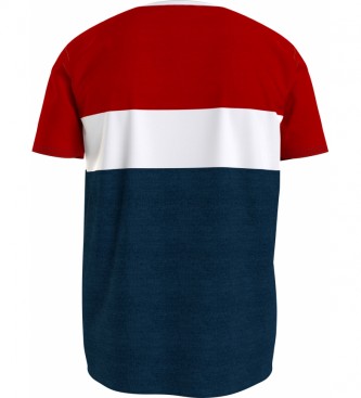 Tommy Hilfiger T-shirt com Pescoço Redondo e Bandeira Logotipo vermelho, Marinha