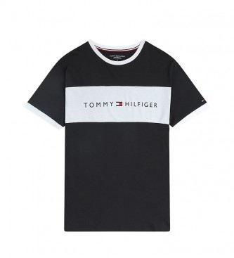 Tommy Hilfiger Bandeira Logotipo Crewneck T-Shirt UM0UM01170 preta