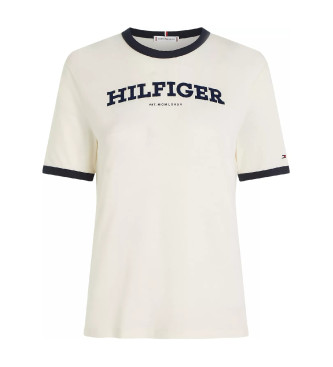 Tommy Hilfiger Camiseta con logo del monotipo Hilfiger blanco