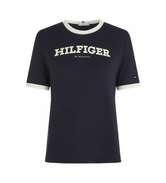 Tommy Hilfiger T-shirt blu scuro con logo monotipo Hilfiger