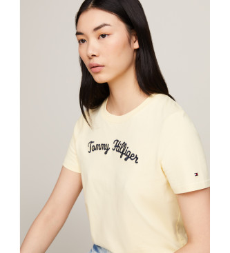 Tommy Hilfiger T-shirt con logo in carattere Script giallo ricamato