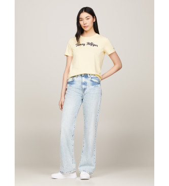 Tommy Hilfiger T-shirt with yellow embroidered Script logo font