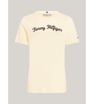 Tommy Hilfiger T-shirt con logo in carattere Script giallo ricamato