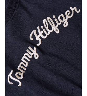 Tommy Hilfiger Koszulka z logo wyhaftowanym czcionką Script w kolorze granatowym