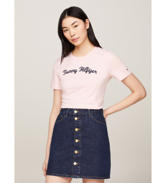 Tommy Hilfiger T-shirt with embroidered Script font logo pink