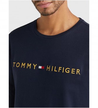Tommy Hilfiger T-shirt con logo blu navy metallizzato