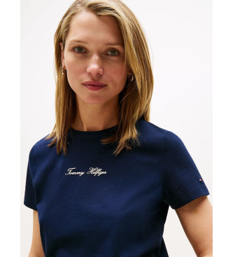 Tommy Hilfiger T-Shirt mit strukturiertem marineblauem Logo