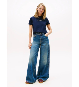 Tommy Hilfiger T-Shirt mit strukturiertem marineblauem Logo
