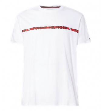 Tommy Hilfiger T-shirt bianca con logo a righe verticali