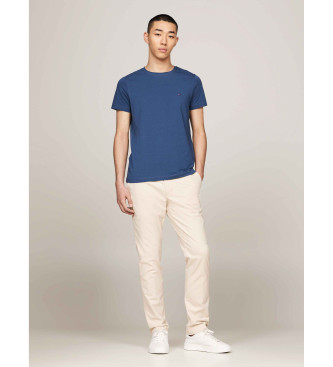 Tommy Hilfiger T-shirt de corte extra fino com logtipo bordado em azul