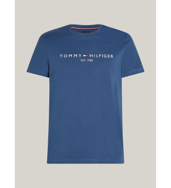 Tommy Hilfiger Slim fit T-shirt met blauw geborduurd logo