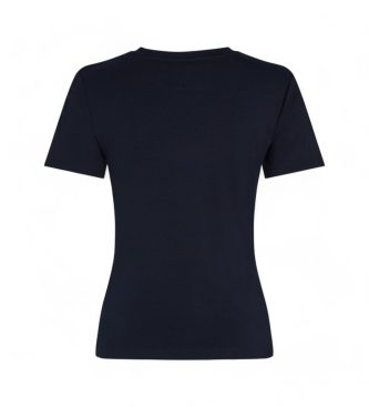 Tommy Hilfiger T-shirt de corte justo com logtipo bordado em azul-marinho