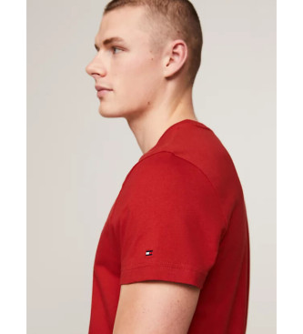 Tommy Hilfiger Slim fit T-shirt met rood geborduurd logo