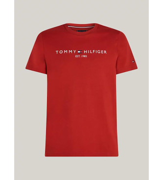 Tommy Hilfiger Majica tankega kroja z rdečim izvezenim logotipom