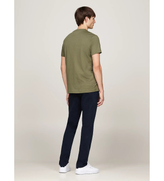 Tommy Hilfiger Slim fit T-shirt met groen geborduurd logo