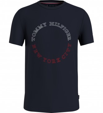 Tommy Hilfiger T-shirt de corte justo com monotipo azul-marinho