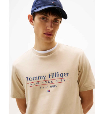 Tommy Hilfiger T-shirt com gola redonda e logtipo bege