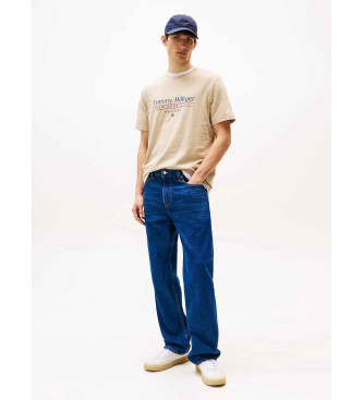 Tommy Hilfiger T-shirt com gola redonda e logtipo bege