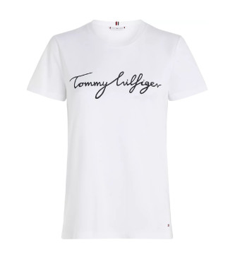 Tommy Hilfiger Camiseta de cuello redondo con logo blanco