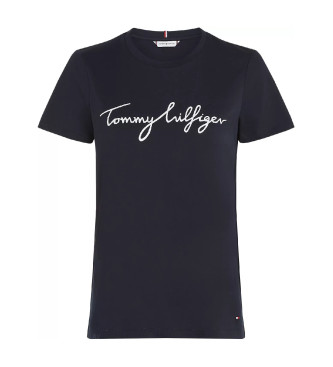 Tommy Hilfiger T-shirt met ronde hals en marine logo